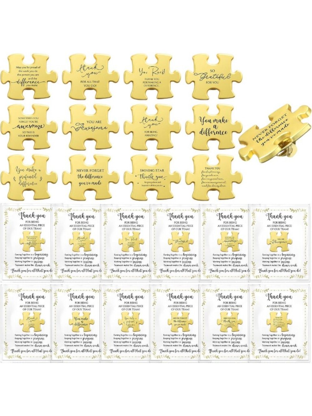 Gold Puzzle Piece Pins - Perfect Employee Appreciation Gifts in Bulk